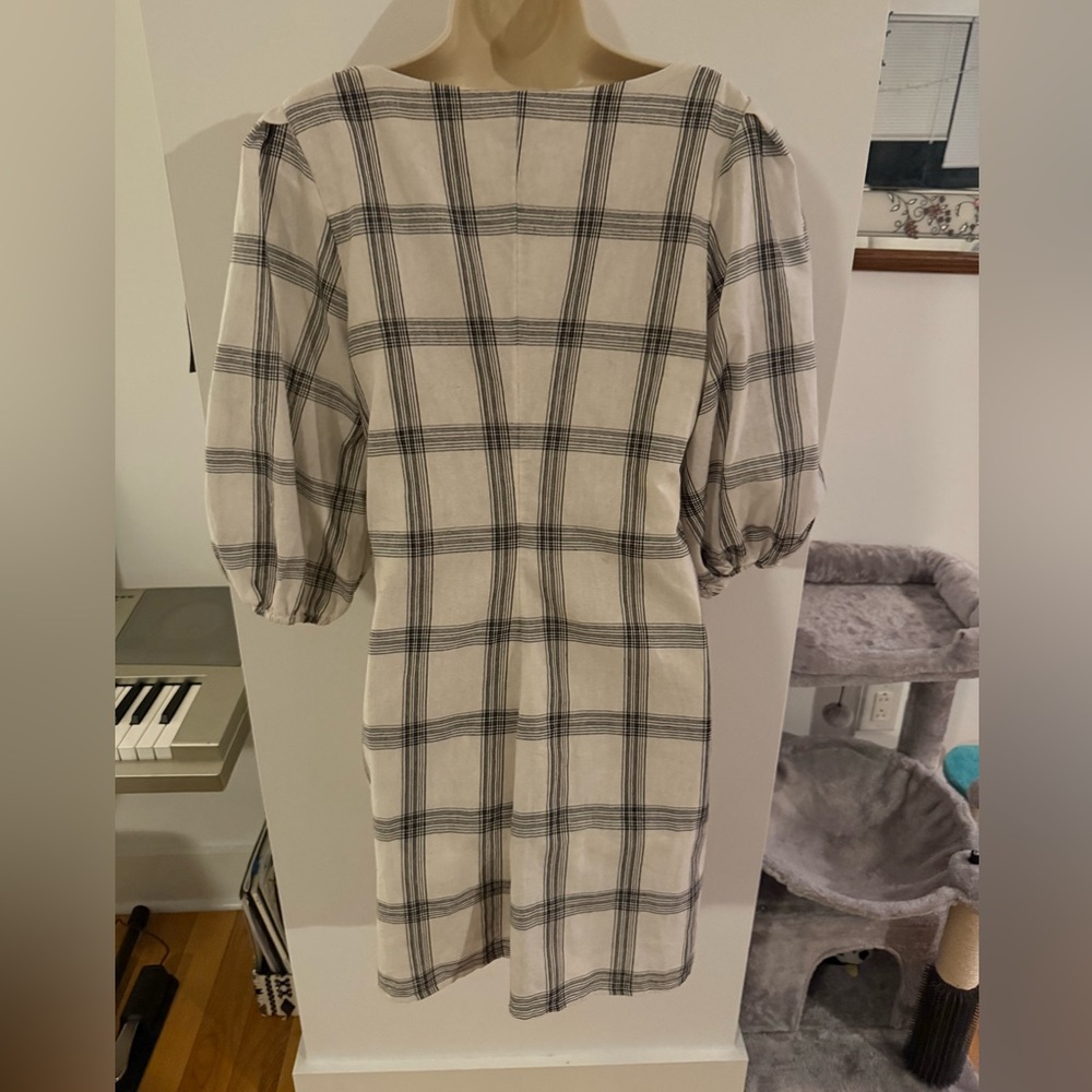 Free People Ivory and Charcoal Checkered Dress - Picture 3 of 8